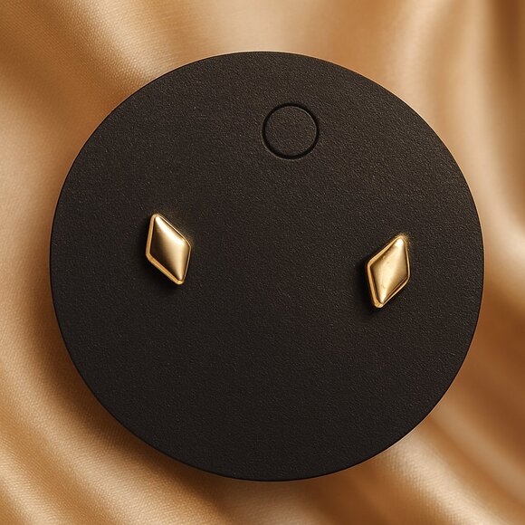Small Gold Geometric Stud Earrings – Minimalist Modern Women’s Fashion Jewelry - Picture 1 of 7